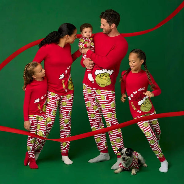 Grinch Christmas Stripe Family Matching Pajama Set