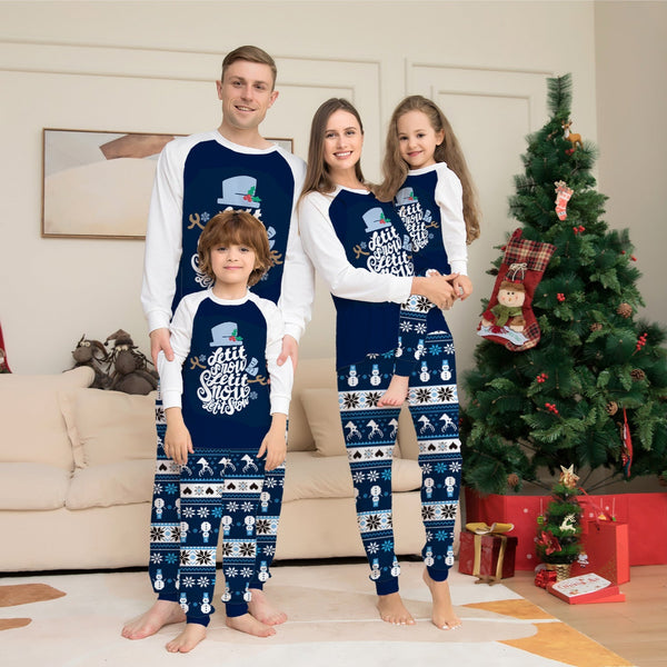 Cartoon Letter Print Parent-Child Christmas Pajama Set