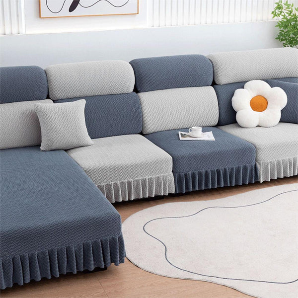 Elastic Full Coverage Sofa Cover All Season Anti-Slip L-shaped Sofa Covers With Skirt