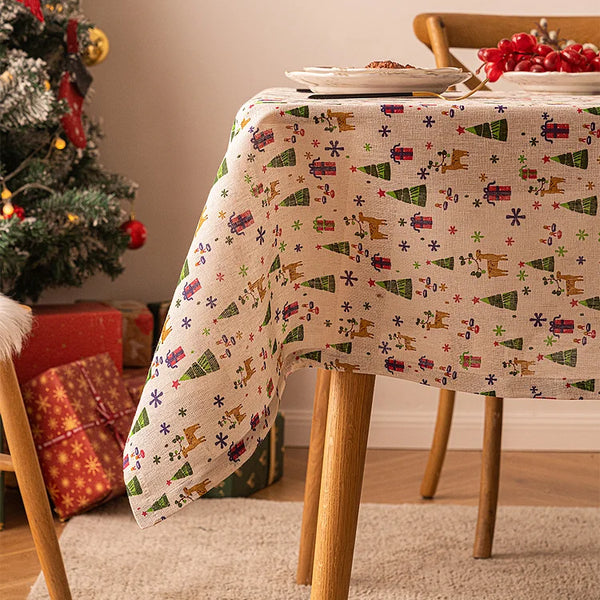 Christmas Tree Print Tablecloth Decorations