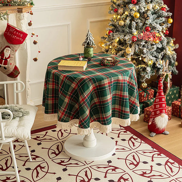 Christmas Buffalo Plaid Round Tablecloth