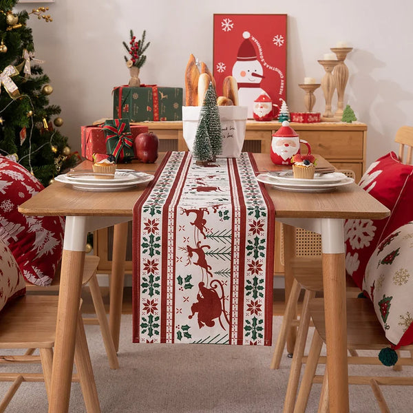 Christmas Reindeer Table Runner Tablecloth