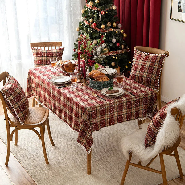 Christmas Snowflakes Plaids Tablecloth