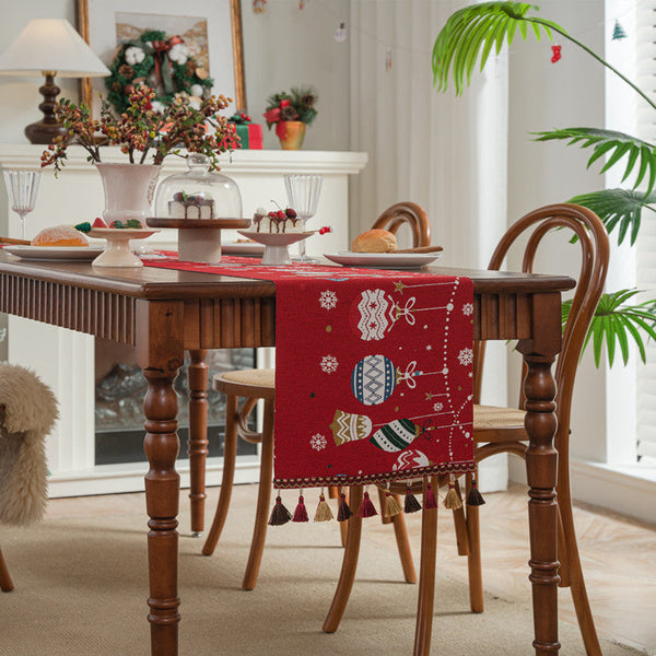 Christmas Festival Table Runner with Tassels