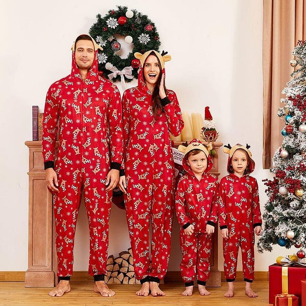 Christmas Cartoon Printed Onesie Family Pajamas Set