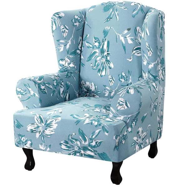 Floral Printed Wingback Chair Slipcover