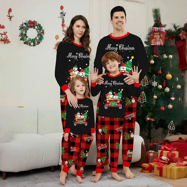 Car Snowman Printed Family Matching Christmas Pajamas Sets