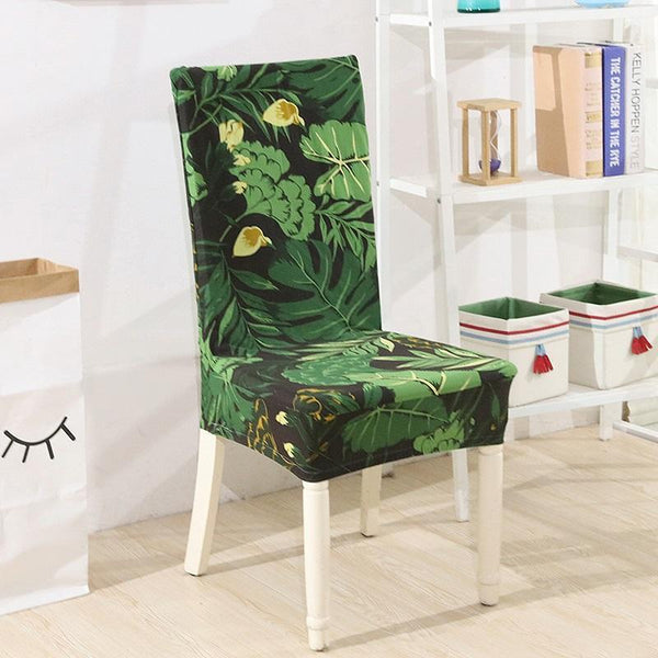 Stretchable Floral Pattern Dining Chair Slipcover Green Rainforest
