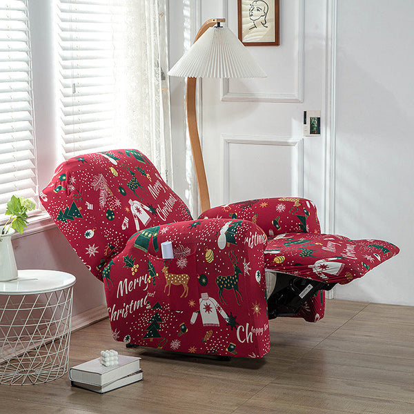 4 Pieces Electric Christmas Recliner Sofa Slipcovers with Pocket