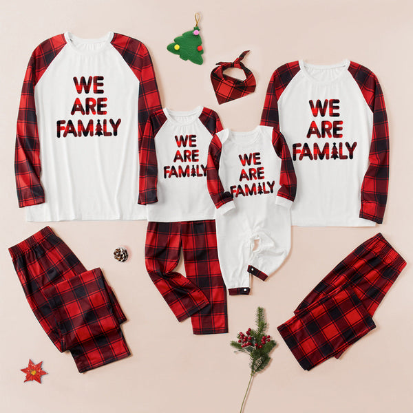 Family Matching Classic Black & Red Letter Plaid Family Look Pajama Set