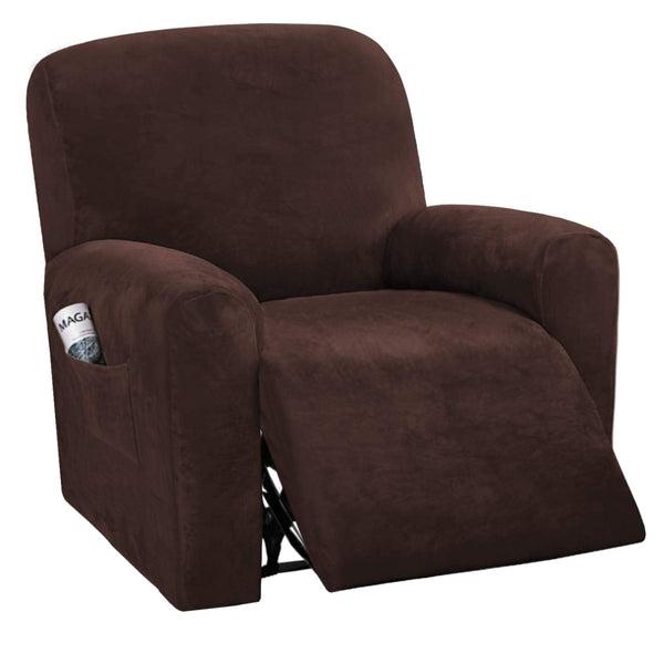 Velvet Stretch Recliner Slipcover BROWN