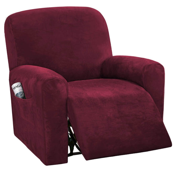 Velvet Stretch Recliner Slipcover BURGUNDY