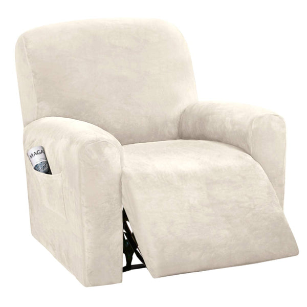 Velvet Stretch Recliner Slipcover IVORY