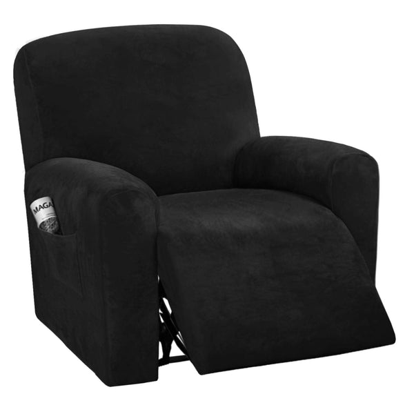 Velvet Stretch Recliner Slipcover BLACK