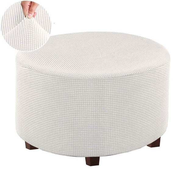 Round Ottoman Covers White