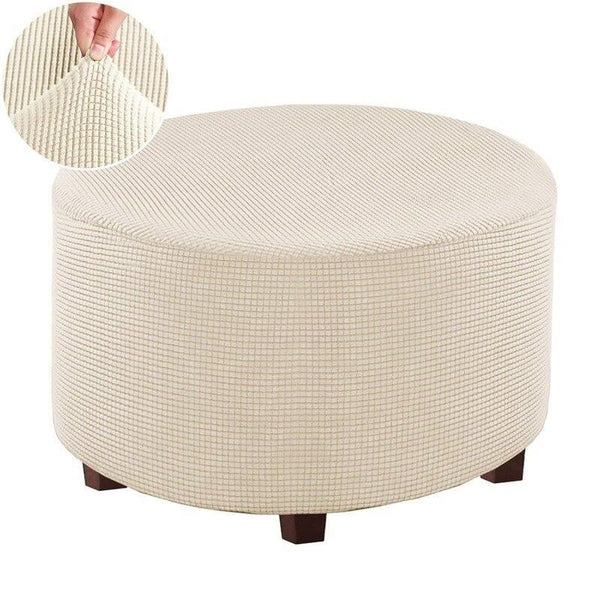 Round Ottoman Covers Creamy